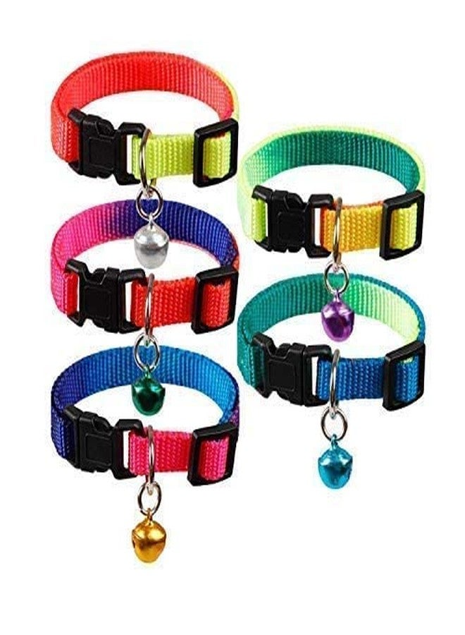 Pups&Pets طقم مقود وحزام قابل للتعديل من النايلون 15 مم للجراء من Pups&Pets + طوق بألوان قوس قزح مع جرس للجراء والكلاب الصغيرة - Image 5